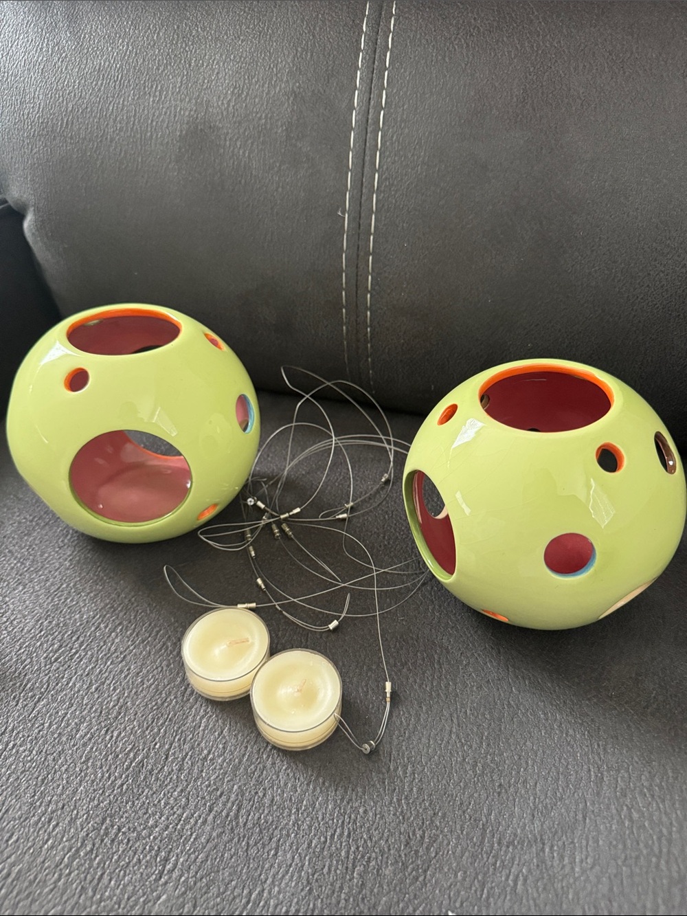 PartyLite Ceramic Orb Tea Light Holders - Set of 2